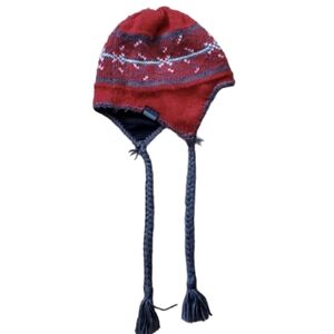 Columbia Unisex Fleece Lined Tassel‎ Hat in Red Knit